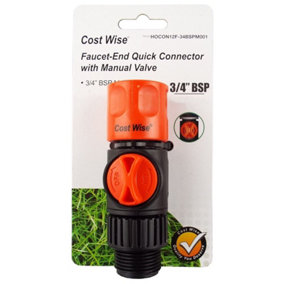 Garden Hose ALL Connectors Fittings Universal Standard Hozelock Compatible Black Quick to 3/4" BSPM Valve