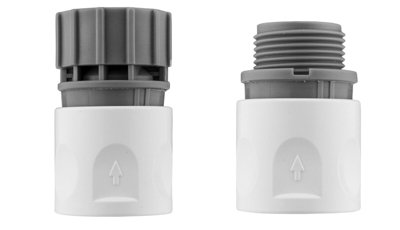 Garden Hose Connectors Fittings Universal Standard Hozelock Compatible White 3/4 BSP - Set of M/F