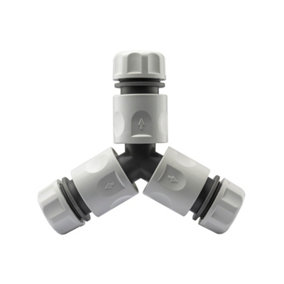 Garden Hose Connectors Fittings Universal Standard Hozelock Compatible White 3 Way - 3 x Female Connector