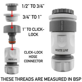 Garden Hose Connectors Fittings Universal Standard Hozelock Compatible White Multi Size Tap Connector