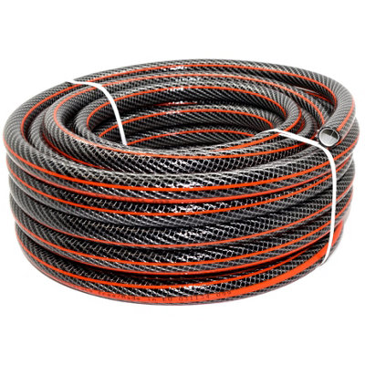Garden Hose Pipe, 50 m / 164 ft Long, Premium Non-Kinking Reinforced 6 Layer Non-Toxic 1/2" Watering Irrigation Hosepipe (Black)