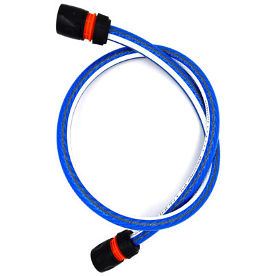 Garden Hose Pipe, Outdoor Tap to Reel Connection Set, 6 Layer Non-Toxic 1/2" Hose (Blue, 2 m / 6.56 ft + 2 Quick Connectors)
