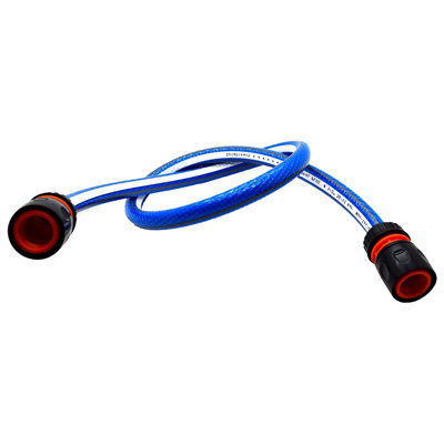 Garden Hose Pipe, Outdoor Tap to Reel Connection Set, 6 Layer Non-Toxic 1/2" Hose (Blue, 2 m / 6.56 ft + 2 Quick Connectors)