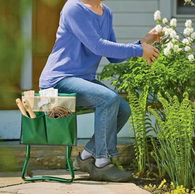 Garden Kneeler 2-in-1 Folding Gardening Padded Seat and Kneeling Stool Tool Bag