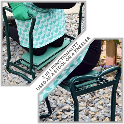 Garden Kneeler 2-in-1 Folding Gardening Padded Seat and Kneeling Stool Tool Bag