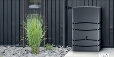 Garden Large Rectangular Plastic Water Butt Set Inc Connection kit 350 Litres Anthracite