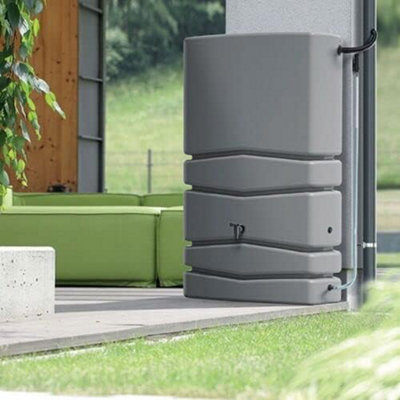 Garden Large Rectangular Plastic Water Butt Set Inc Connection kit  (450 Litres, Grey)