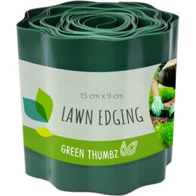 Garden Lawn Edging, Flexible Durable Lawn Edging Fence for Garden Borders (Roll - 15cm x 9m)
