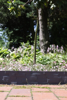 Garden Lawn Edging Wall Lawn Border Garden Fencing DIY Flexible Landscape 2.4m Brick Black