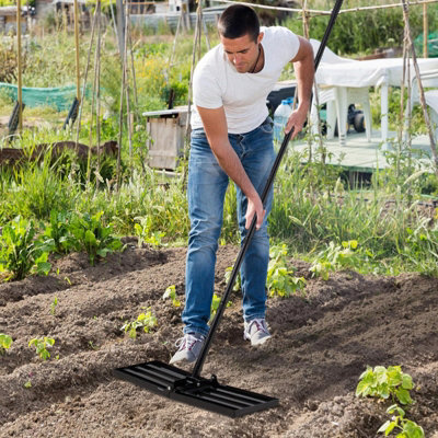 Garden Lawn Levelling Rake with Foldable Head & Detachable Handle ...
