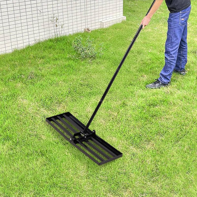 Garden Lawn Levelling Rake with Foldable Head & Detachable Handle Length