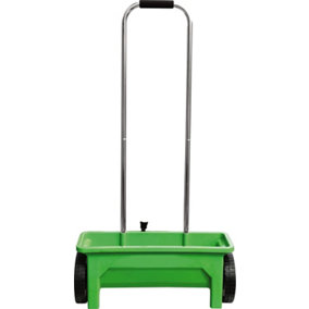 Garden Lawn Seed Spreader - 12L Green Wheeled Scatter Spreader with 10 Drop Speeds for Lawn Feed, Seeds, Fertiliser, Sand & Salt