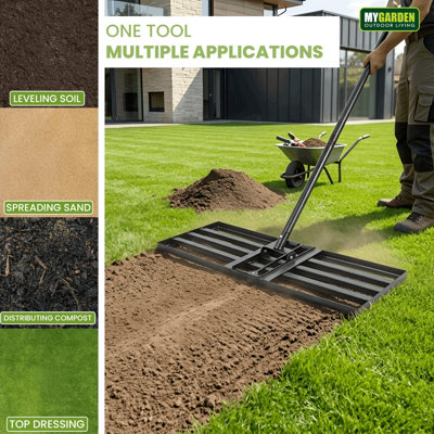 Garden Levelling Rake Foldable Garden Soil Leveling Rake with Tiltable ...