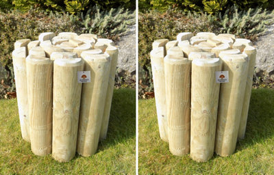 Garden Log Edging Rolls Lawn Border Edge (H)300mm (L)1.8m Set of 2