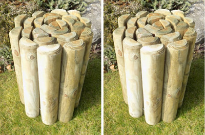 Garden Log Edging Rolls Lawn Border Edges (H)375mm (L)1.8m Pack of 2