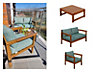 Garden Lounge Set Sofa Armchair Chair Table Wooden Furniture Green Cushion Cozy