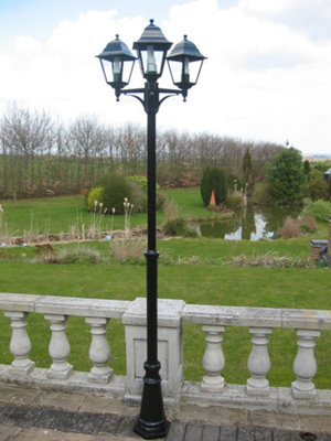 Garden Market Place Lighting-Victorian Style Triple Headed Garden Lamp Post 2.2m