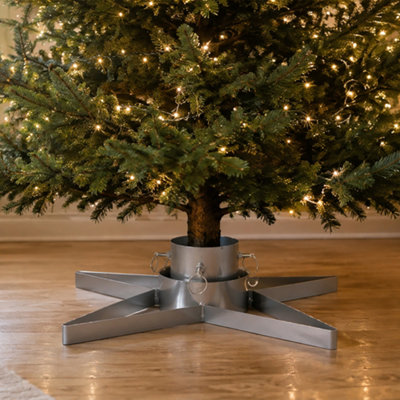 Garden Market Place Star Shape Silver Metal Christmas Tree Stand