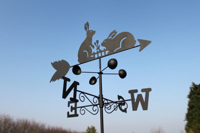 Garden Market Place Weathervane - RABBIT steel weathervane with ground ...