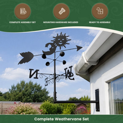 Garden Market Place Weathervane - SUN & MOON steel weathervane with ...