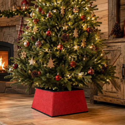 Garden Marketplace Christmas Tree Skirt, Red Square Tree Stand Cover ...