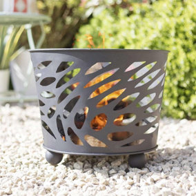 Garden Metal Firepit Outdoor Log Basket Heat Black