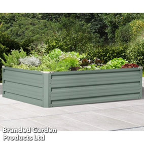 Garden Metal Raised Vegetable Planter Sage Green Outdoor Flower Trough Herb Grow Bed Box (Large 120x90cm x2)