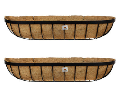 Garden Metal Wall Baskets Troughs Planters (W)90cm 36"  Set of 2