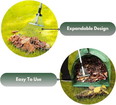 Garden Mile Adjustable Garden Rake with Plastic Grip