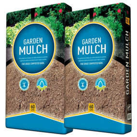Garden Mulch 2 Bags (120 Litres) Decorative Soil Conditioner With Improved Water Retention