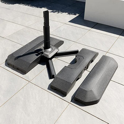 Garden Must Haves One Box Parasol 3m Round LED Cantilever With Water Filled Base - Grey. w/Rotating Base - 4