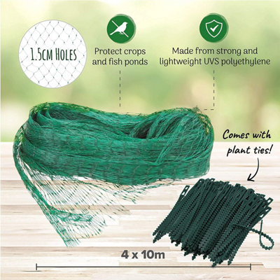 Garden Netting (2m x 10m) Bird Netting For Garden with 50 Garden Ties