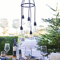 Garden Outdoor Battery Powered Pendant 5 x Hanging Lights with 24 Hour Timer