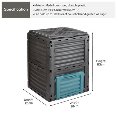 Garden Outdoor Compost Bin - 300L - 5