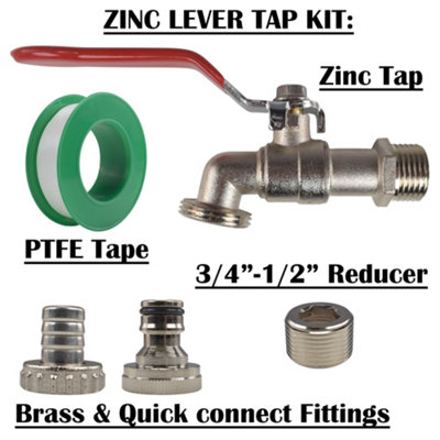 Garden Outdoor Easy turn Lever Tap Kit with PTFE Tape,Barb/Click Hose ...