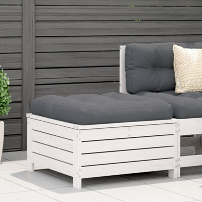 Garden Outdoor Footstool White 62x63.5x32 cm Solid Wood Pine