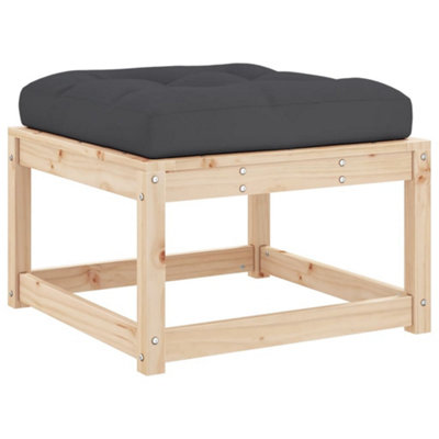 Garden Outdoor Footstool with Cushions Solid Wood Pine