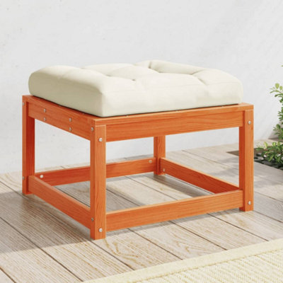 Garden Outdoor Footstool with Cushions Wax Brown Solid Wood Pine