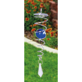 Garden Outdoor Hanging Spiral Wind Spinner with Ball- Blue