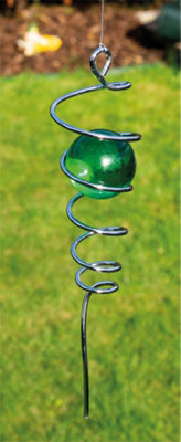 Garden Outdoor Hanging Spiral Wind Spinner with Ball- Green