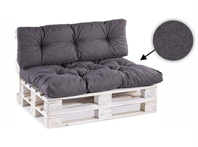 Garden Outdoor Pallet Cushion Set EURO Sofa Grey Tufted Quilted Seat Back Pad DIY at B Q