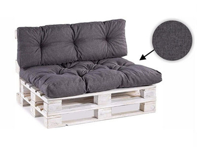 Garden Outdoor Pallet Cushion Set EURO Sofa Grey Tufted Quilted Seat + Back Pad