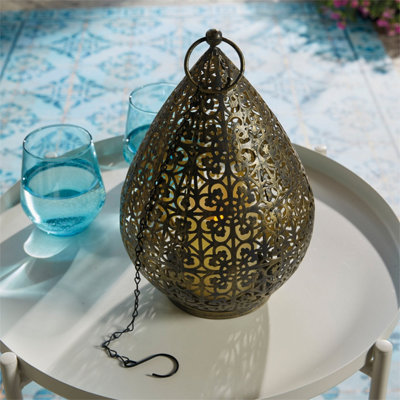 Garden Outdoor Palmyra USB Rechargeable LED Hanging Light Lamp- Bronze
