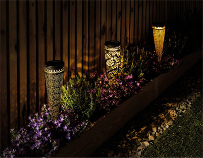 Garden Outdoor Solar Powered LED Torch Spike Light Lamp with Pattern- Flower Design
