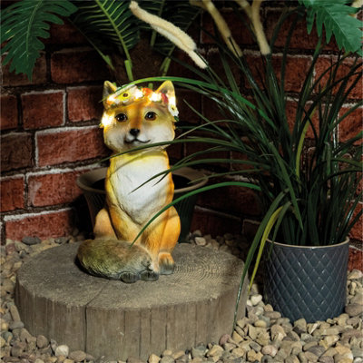 Garden Outdoor Solar Powered Light Up Animal Fox Ornament Gnome Decoration