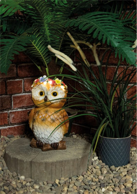 Garden Outdoor Solar Powered Light Up Animal Owl Ornament Gnome