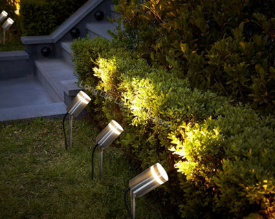 Garden Outdoor Spike Light Stainless Steel Clear Diffuser IP65 Ground ...