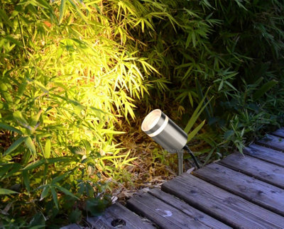 Garden Outdoor Spike Light Stainless Steel Clear Diffuser IP65 Ground ...