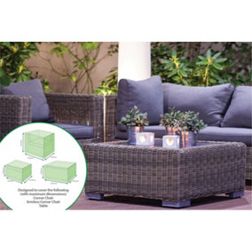 Garden Outdoor Water Resistant 3 Piece Large Corner Sofa Seat Set & Table Cover