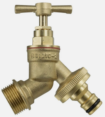 Garden Outside Tap 1/2 & 3/4 Quick Connector Hose Plug Various Models Lever Brass bib (Barbed) 1/2"